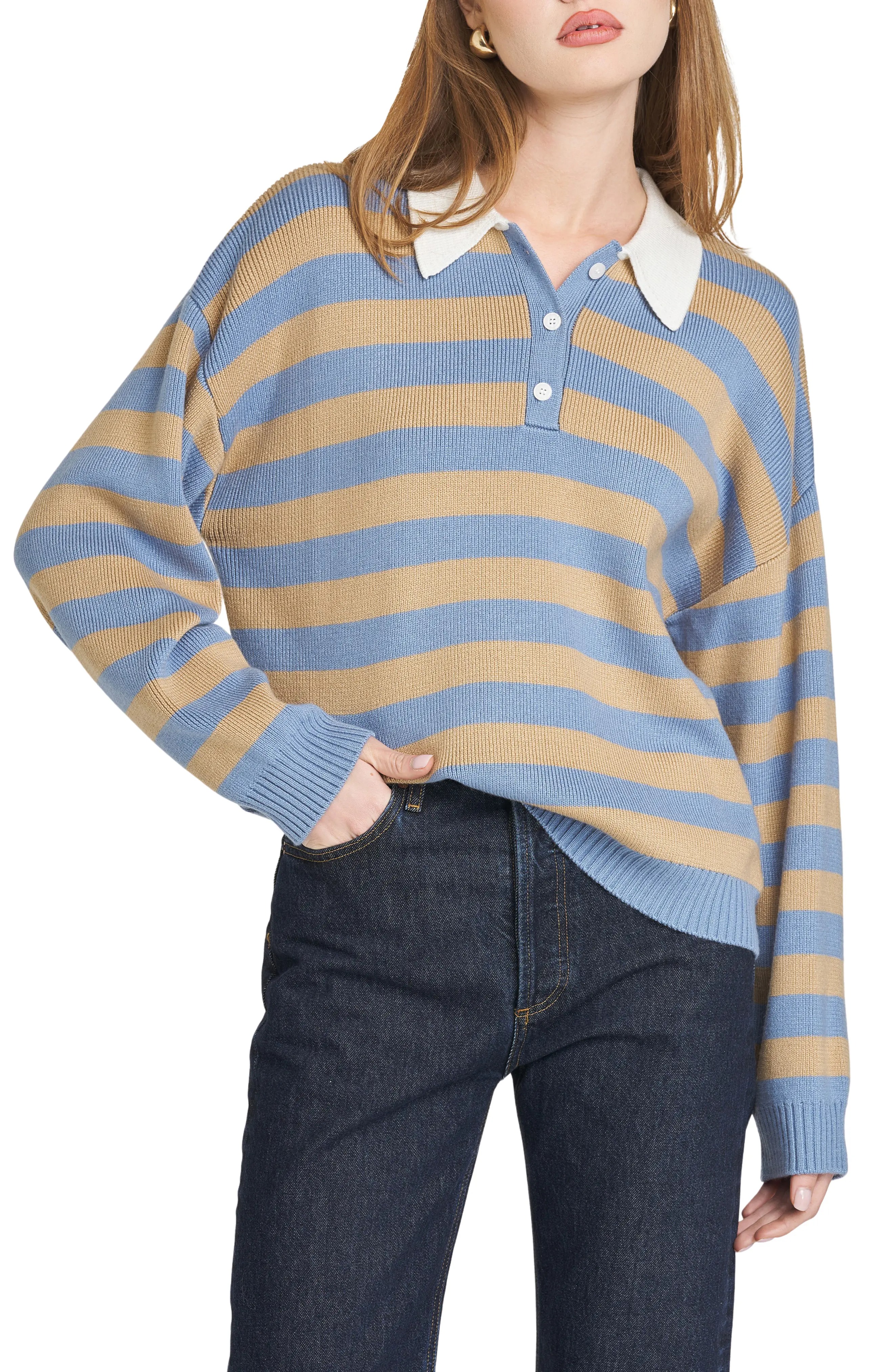 WAYF, Logan Stripe Polo Sweater