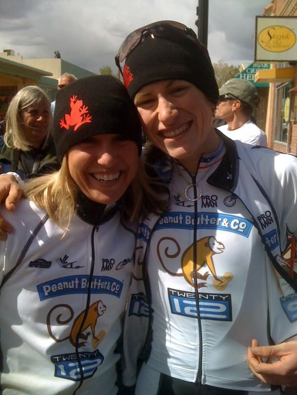 Shelley Evans and Mara Katherine Abbott after Shelley's stage four victory