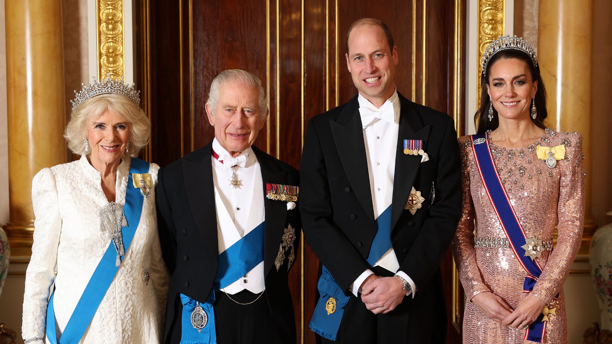 King Charles, Queen Camilla, Prince William and Princess Catherine attend a diplomatic reception at Buckingham Palace