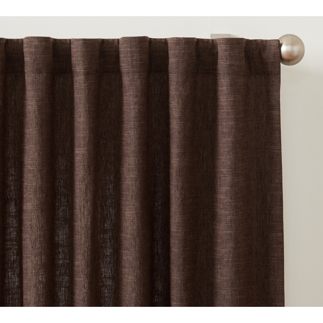 brown linen curtain from pottery barn
