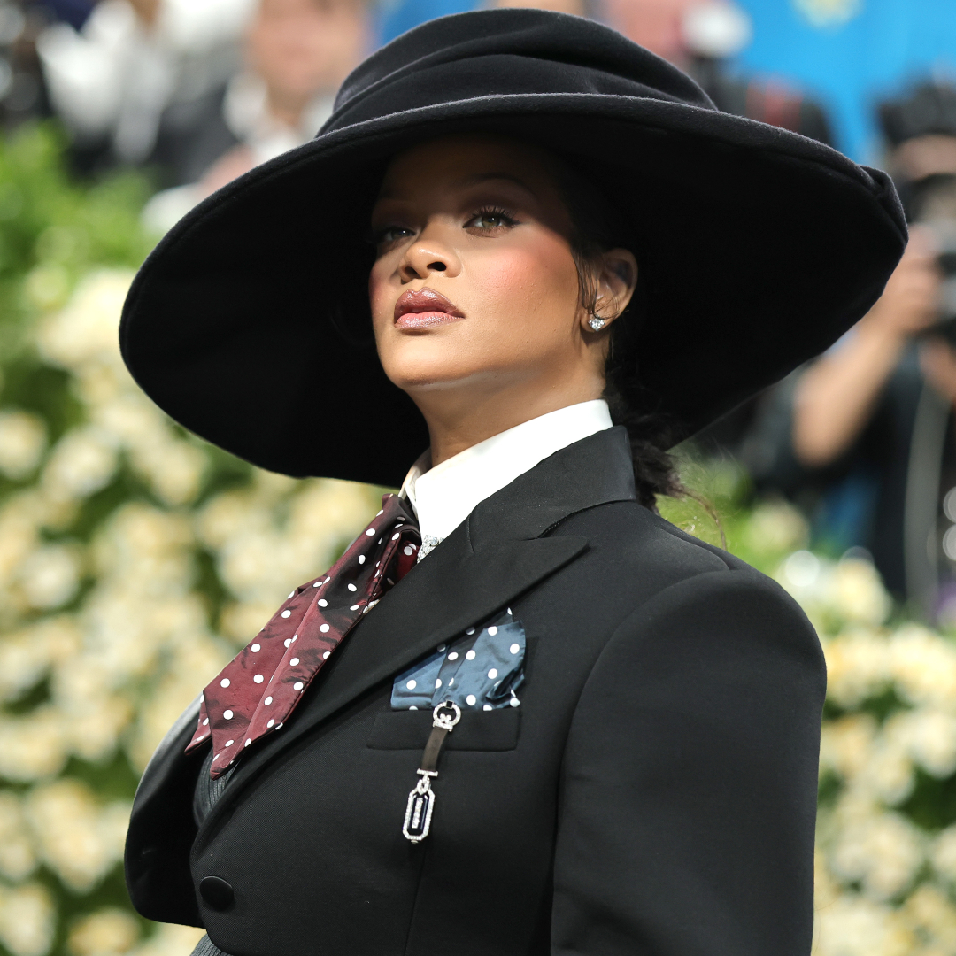 Rihanna attends the 2025 Met Gala Celebrating "Superfine: Tailoring Black Style" at Metropolitan Museum of Art on May 05, 2025 in New York City. 