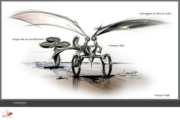 A sketch of the 'ColnaGo-Up' reveals the Colnago emblem featured on the rear controls...