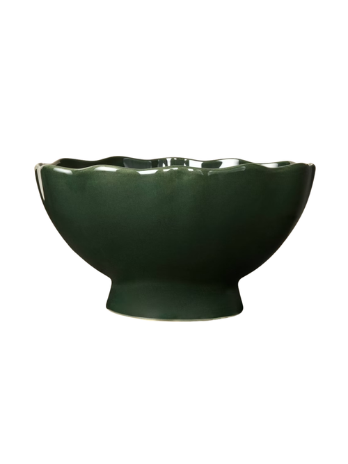 Stoneware Reactive Glaze Footed Serve Bowl Green