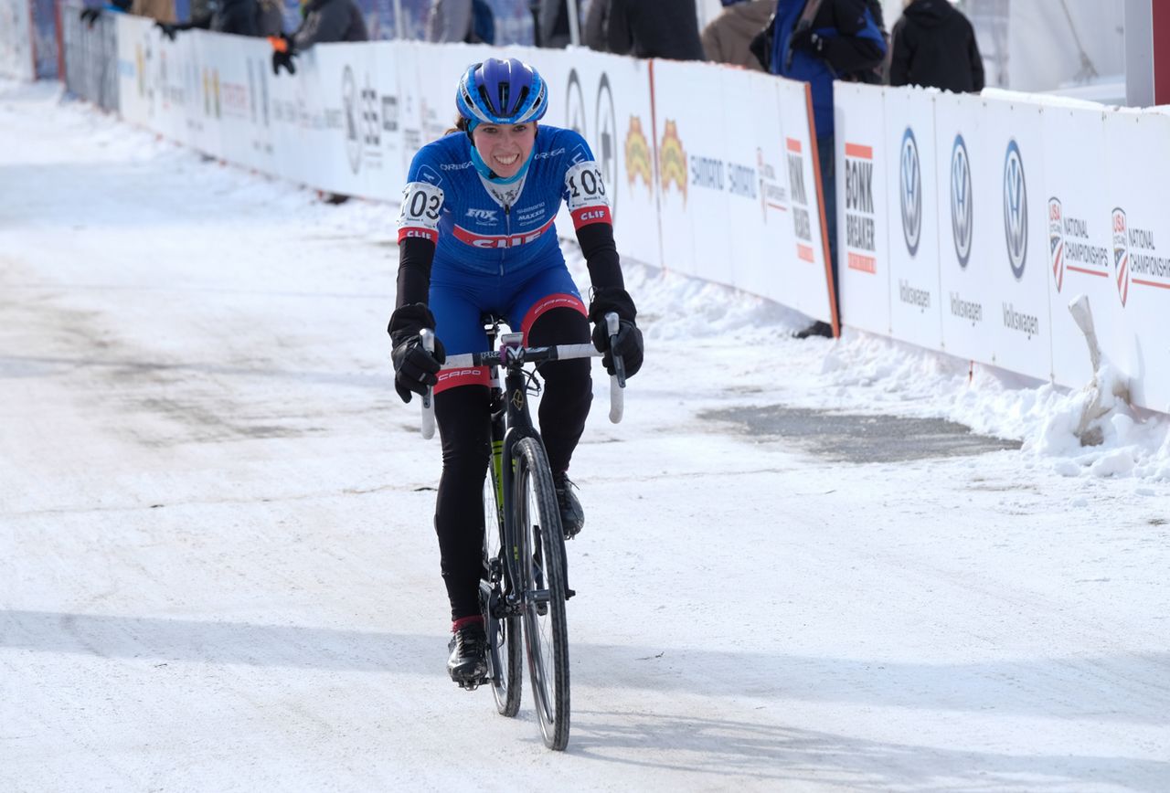 Hannah Finchamp (Cliff Pro Team) is also a collegiate mountain biking champion