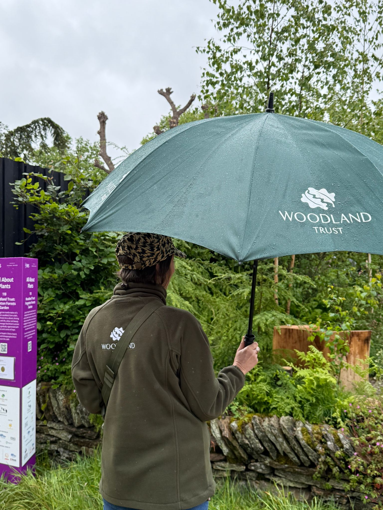 People with umbrellas at chelsea flower show