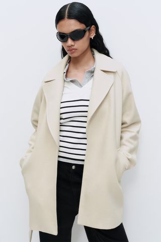 H&M white pea coat