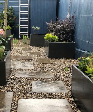 stepping stone and pebble garden path