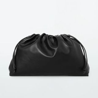 black clutch with cinched top