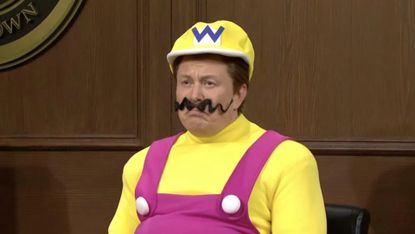 Elon Musk dressed as Wario during an SNL skit