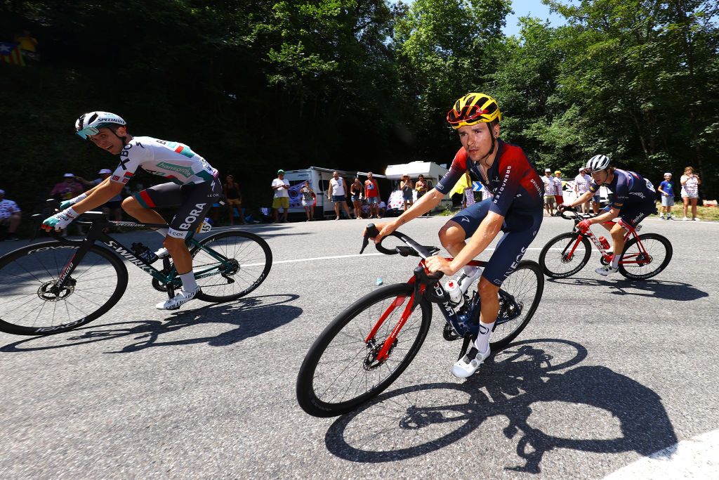 HAUTACAM FRANCE JULY 21 Thomas Pidcock of United Kingdom and Team INEOS Grenadiers competes during the 109th Tour de France 2022 Stage 18 a 1432km stage from Lourdes to Hautacam 1520m TDF2022 WorldTour on July 21 2022 in Hautacam France Photo by Michael SteeleGetty Images