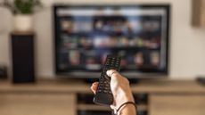 Remote control pointed at TV