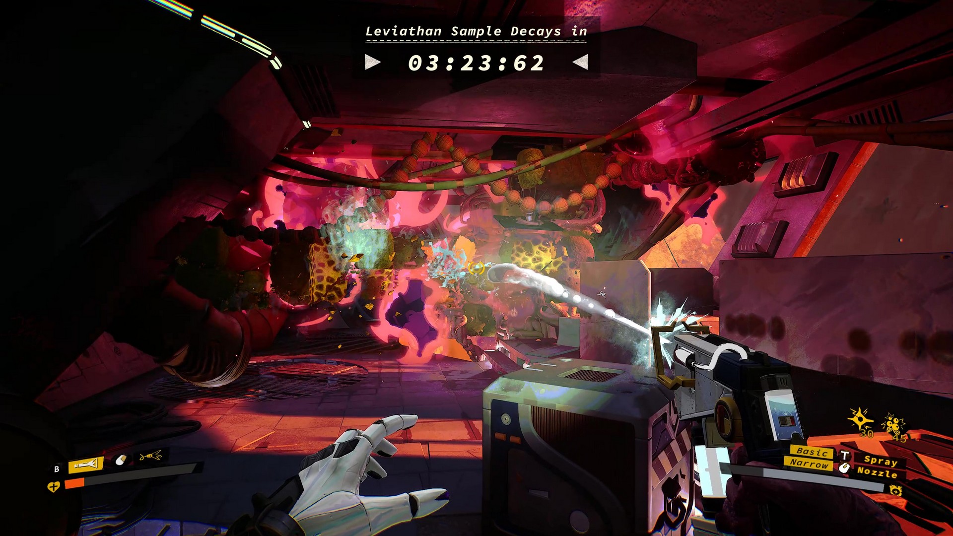 Escaping under time pressure in Ambrosia Sky while using spray to clear a path forward
