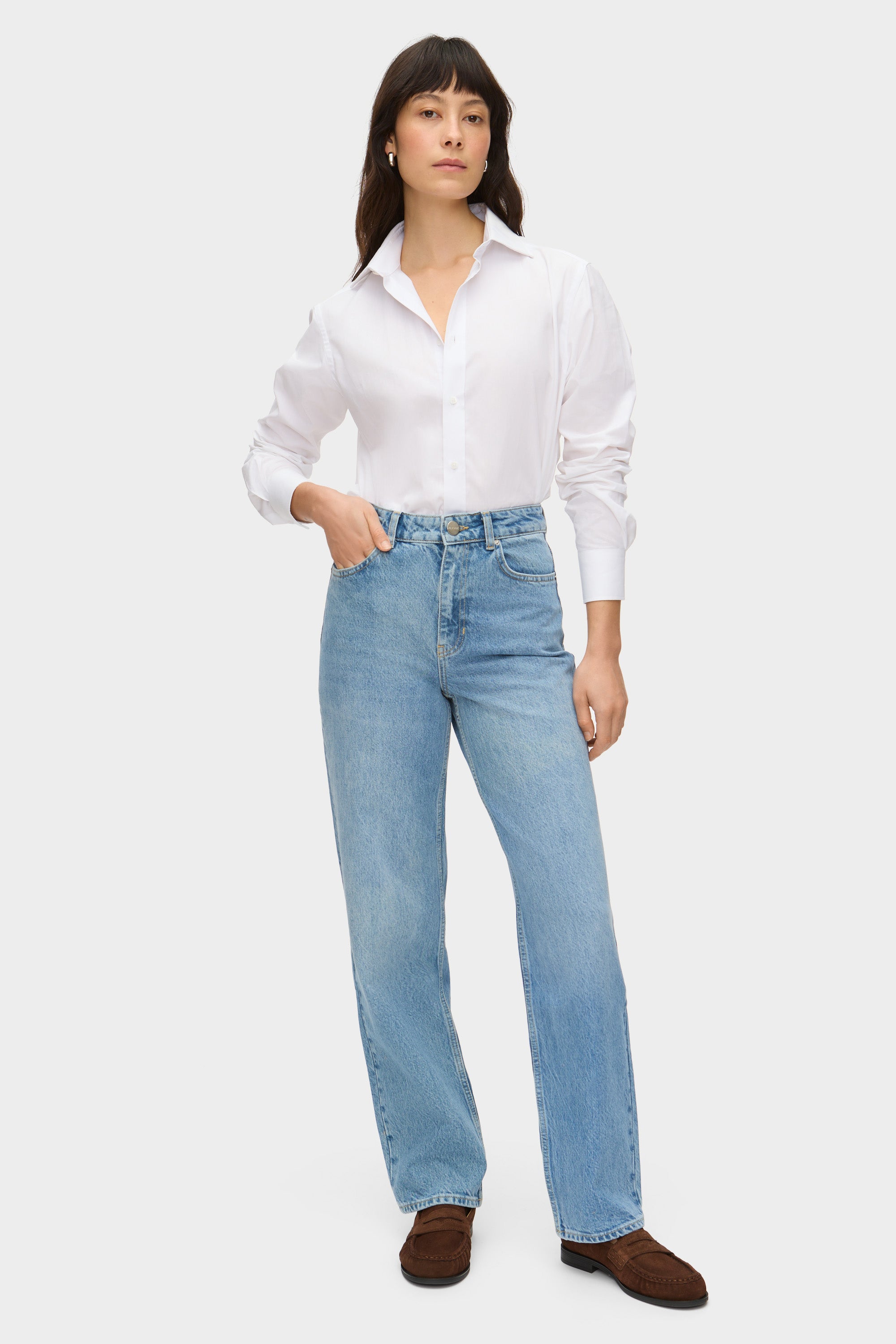 high rise straight leg jeans