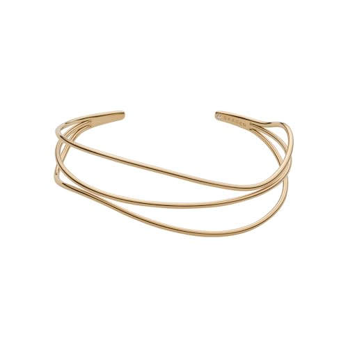 Skagen Women's Stainless Steel and Semi Precious With Cuff Bangle Bracelet, Golden