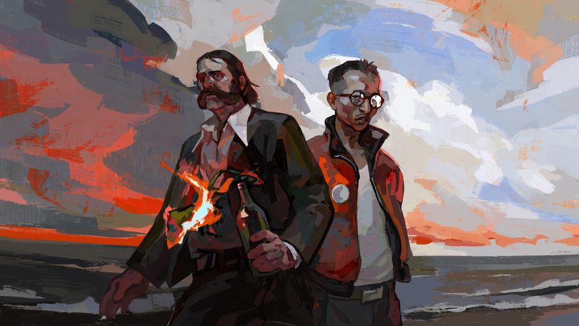 New art of Harry and Kim from Disco Elysium, with Harry holding a lit molotov cocktail.