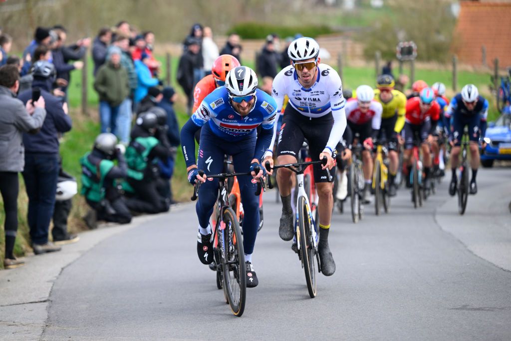 Ninove, Belgium - February 24 : during the Men Elite UCI World Tour 79th Flanders Classics Omloop Het Nieuwsblad cycling race with start in Ghent and finish in Ninove on February 24, 2024 in Ninove, Belgium, 24/02/2024 ( Motordriver Kenny Verfaillie - Photo by Vincent Kalut / Photo News