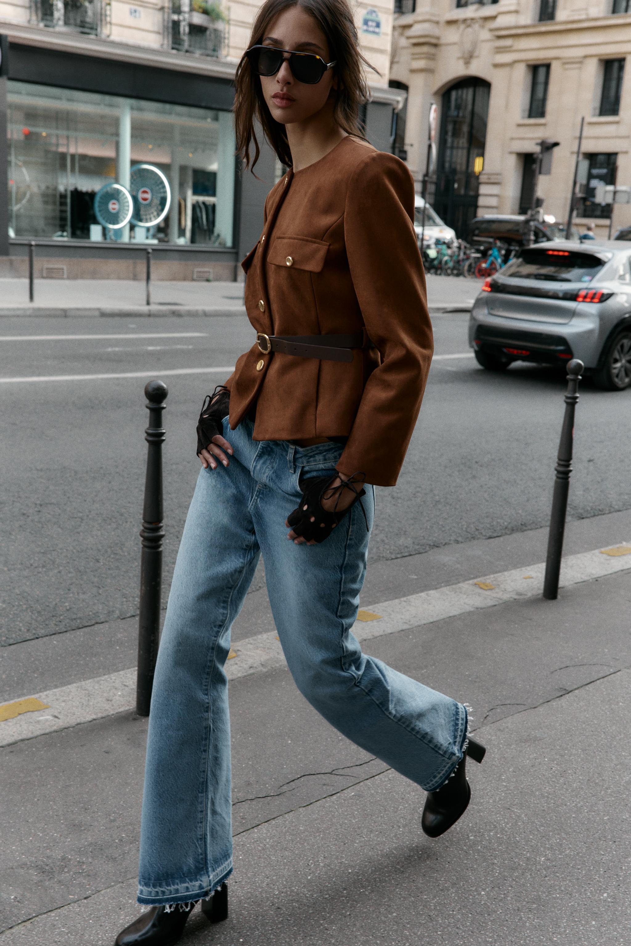 Faux Suede Belted Blazer