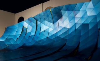 Close up view of 'The Wave' model which features blue triangles