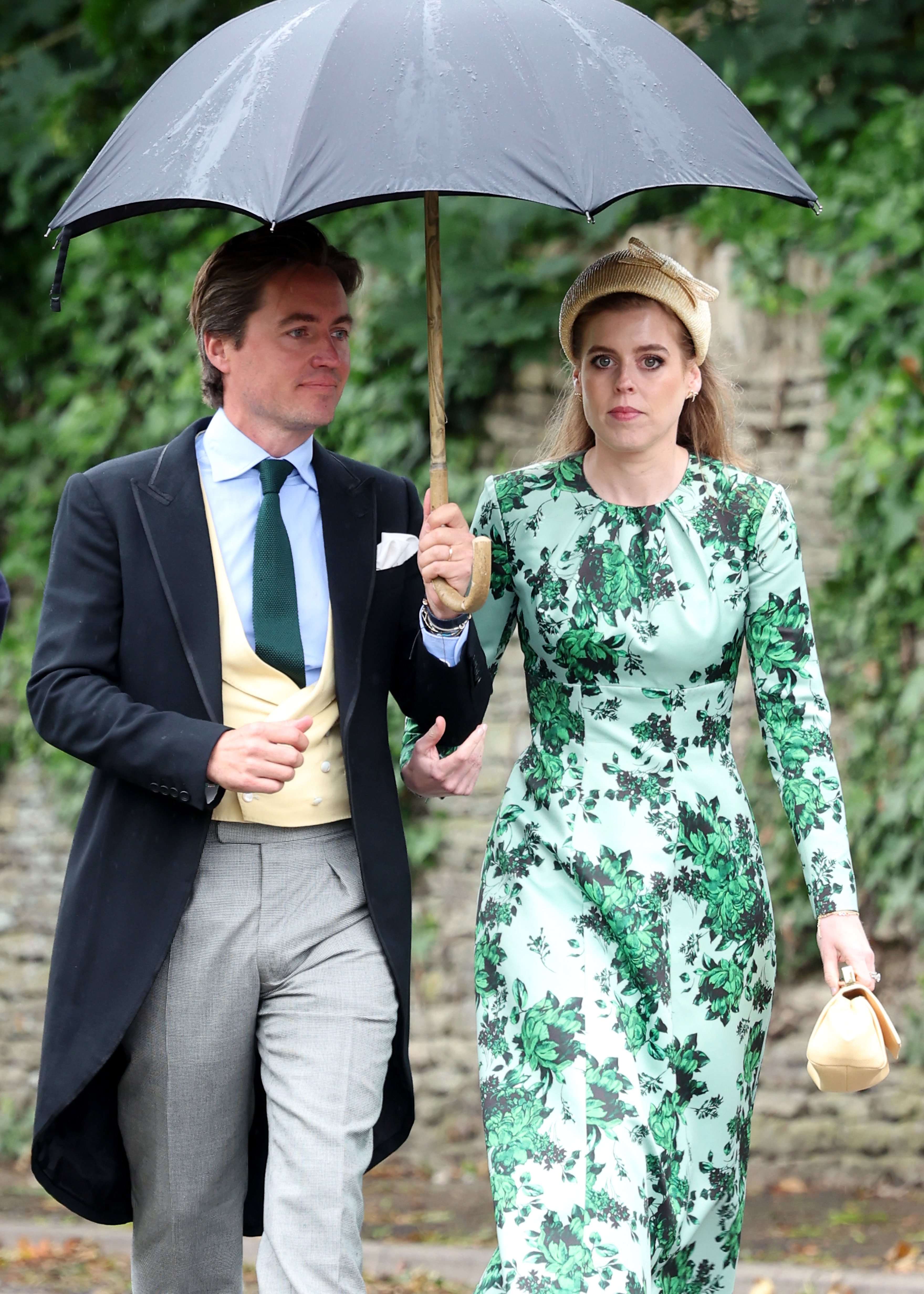 Edoardo Mapelli Mozzi and Princess Beatrice of York arrive for the Royal wedding of Peter Phillips and Harriet Sperling at All Saints' Church on June 06, 2026 in Kemble, England