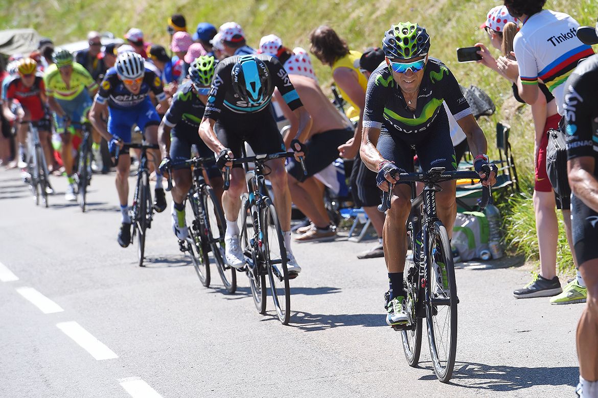Alejandro Valverde (Movistar) attacks Froome