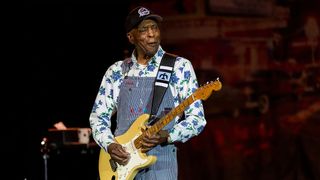 Buddy Guy, live onstage with his Stratocaster in 2023