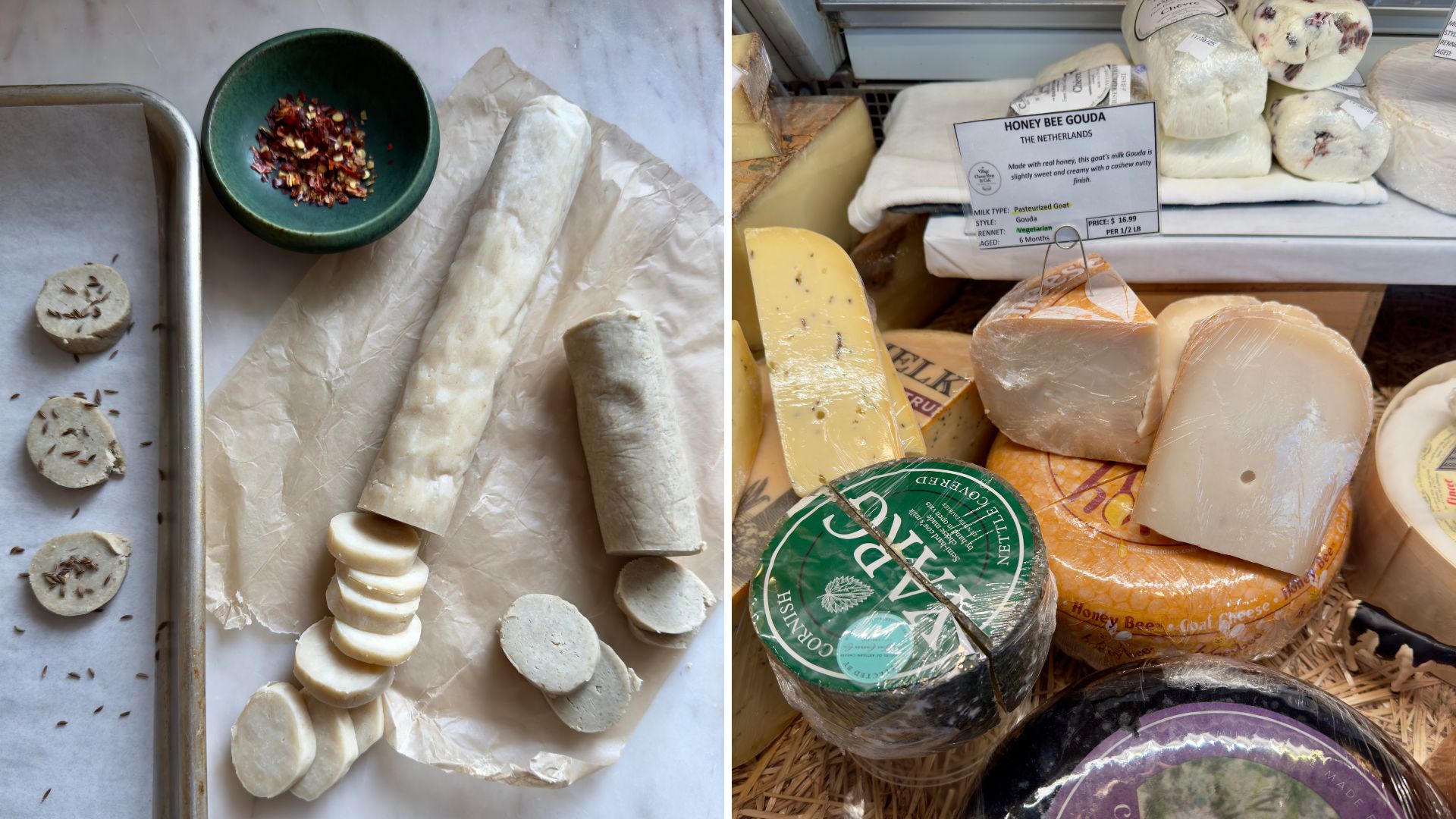 Slice and bake cheese coins and a selection of deli cheeses
