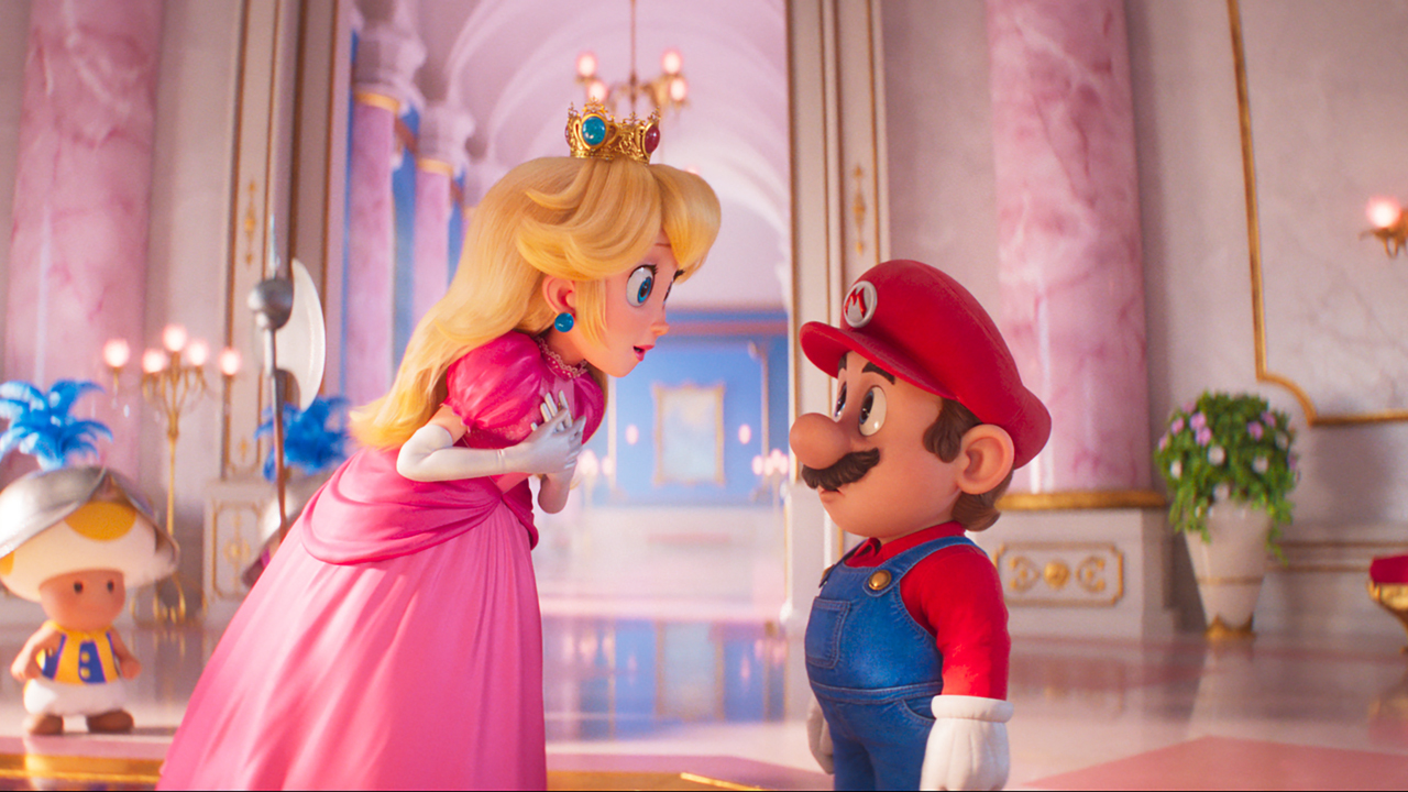 Mario and Peach in The Super Mario Bros. Movie