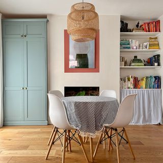 Blue built in larder in dining room