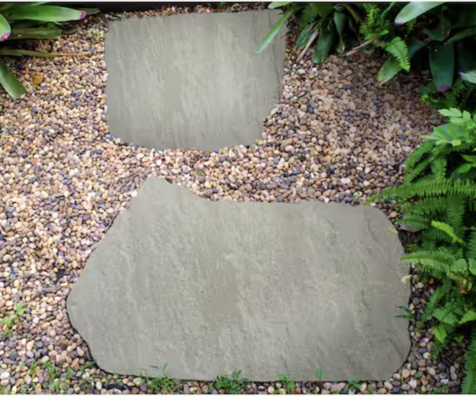 Two stepping stones on gravel