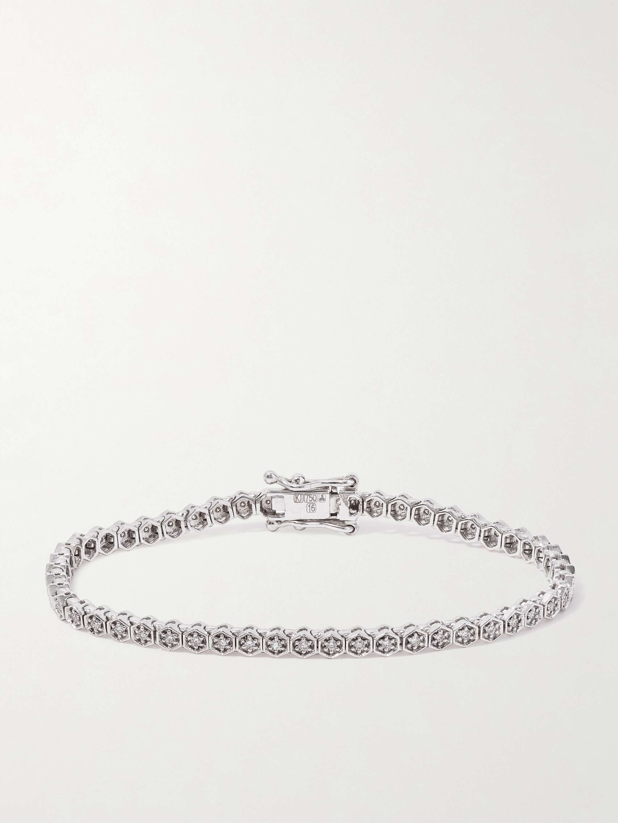Hexagon Small 18-Karat White Gold Diamond Tennis Bracelet