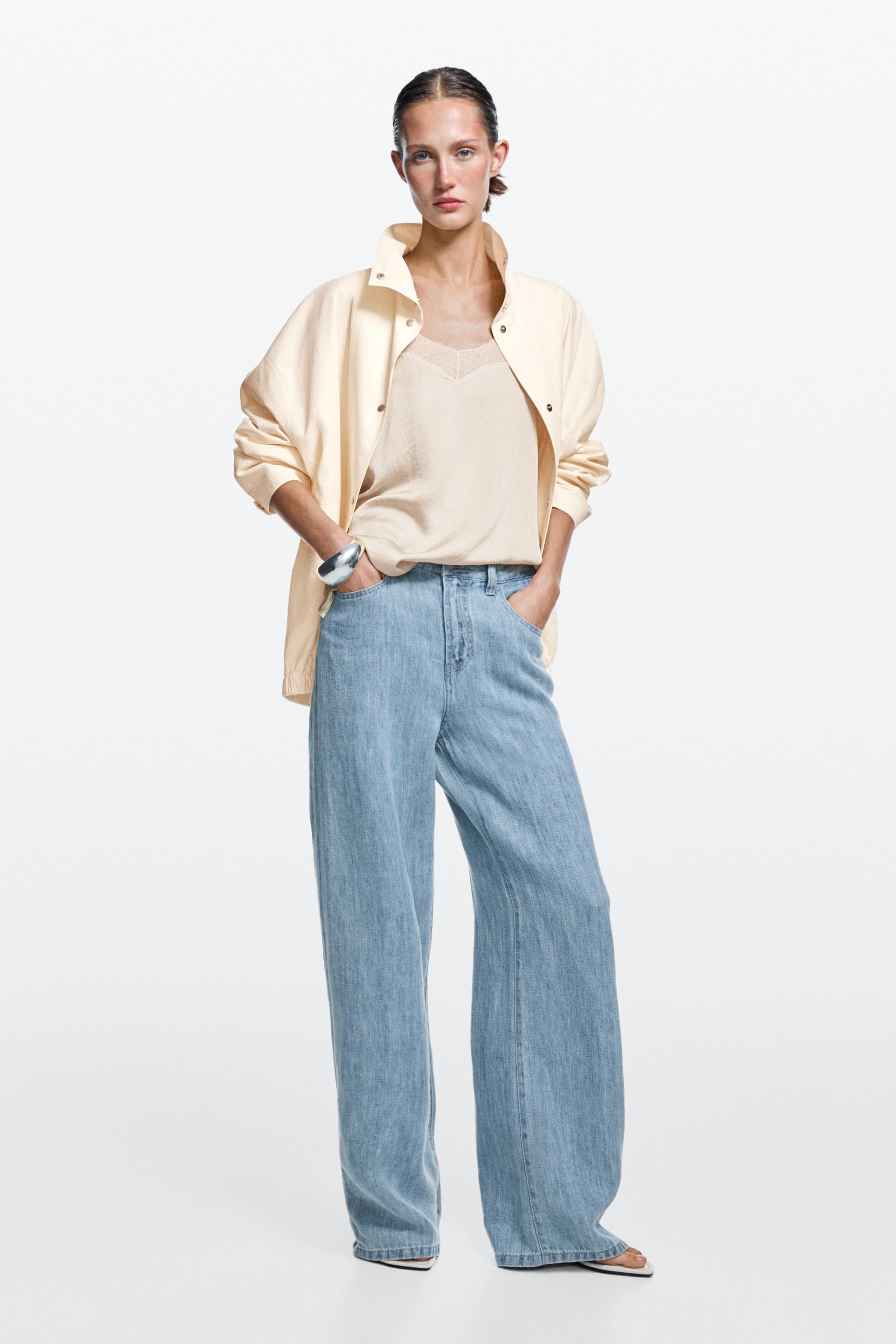 Massimo Dutti, 100% Linen High-Waist Barrel Fit Jeans