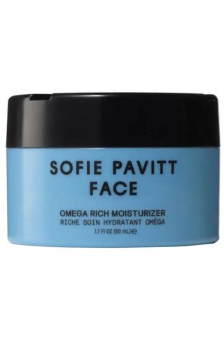 Sofie Pavitt Face Omega Rich Moisturizer blue jar on a white background