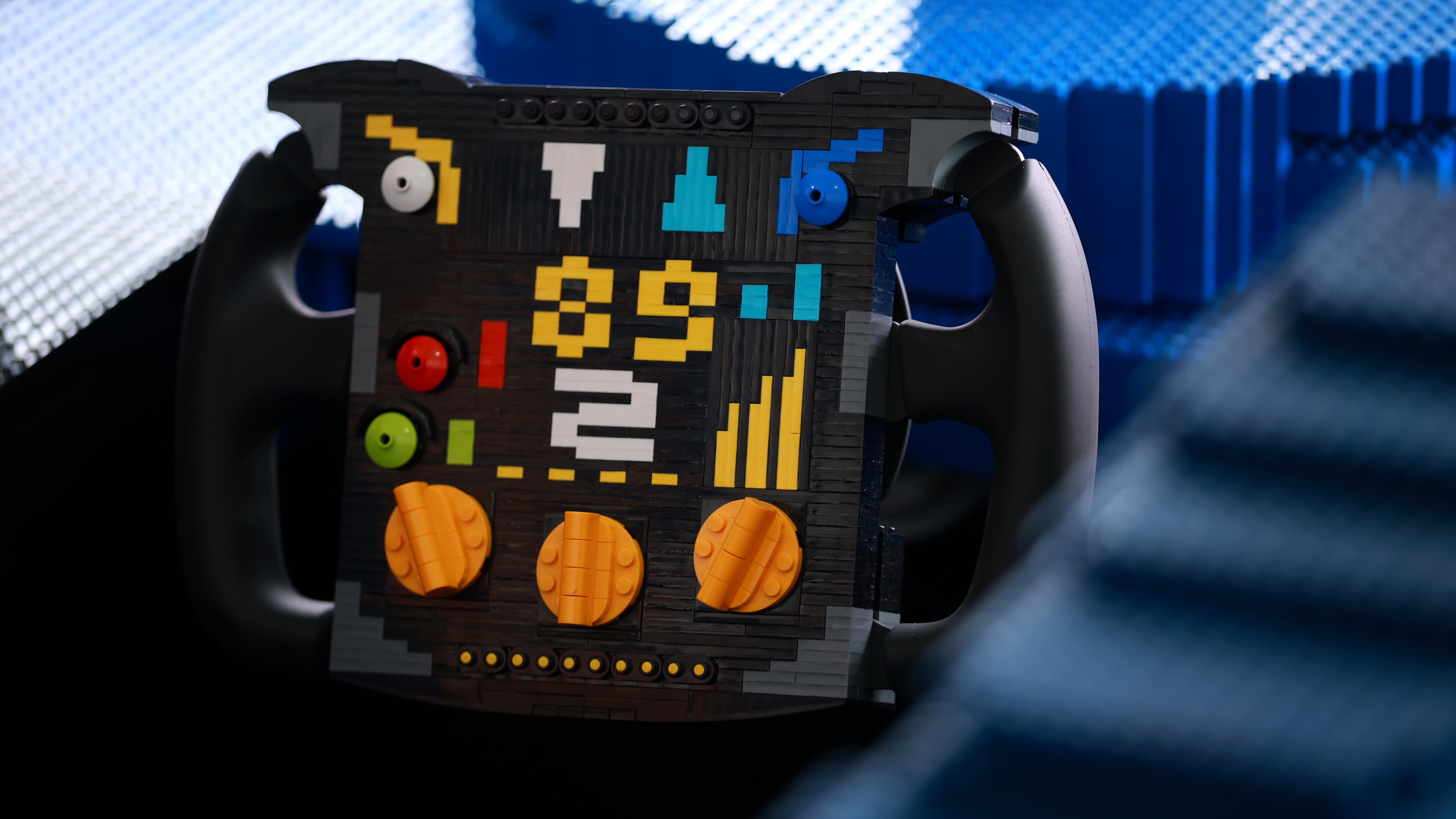 A Lego steering wheel