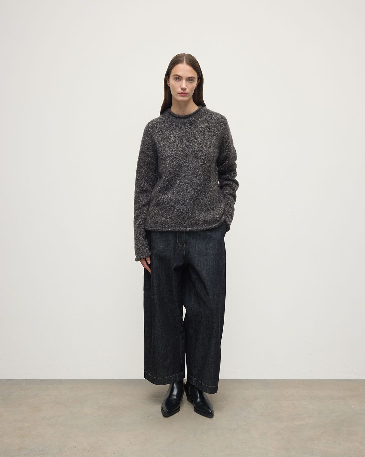 Brushed Cashmere-Silk Dark Grey Jumper