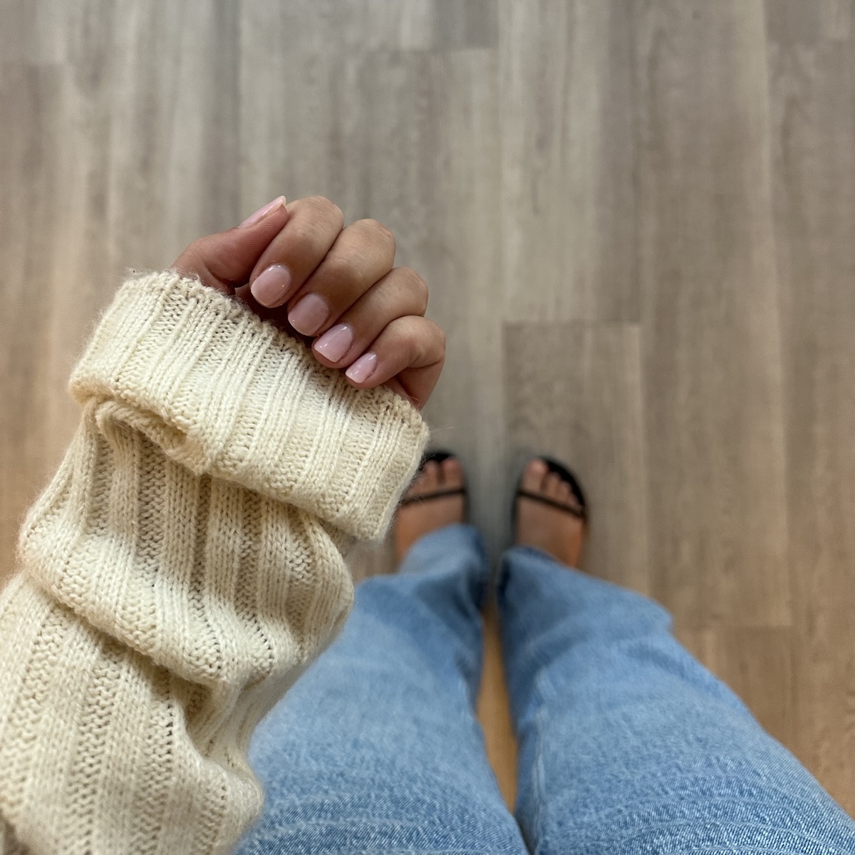 Kaitlyn McLintock wearing one coat of Funny Bunny and two coast of Bubble Bath nail polish.