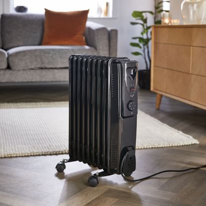 Aldi oil-filled radiator in living room