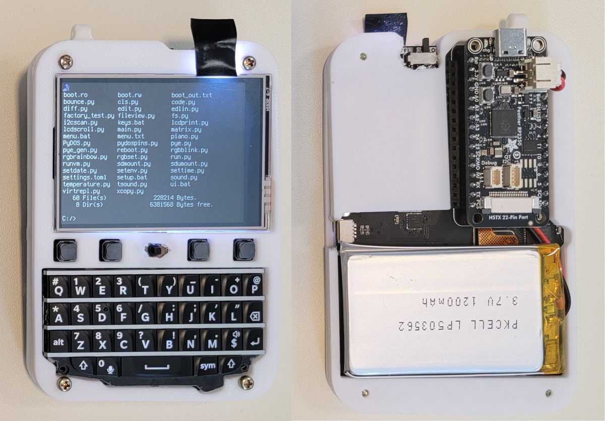 Maker builds Raspberry Pi RP2350 powered PyDOS handheld in a BlackBerry ...