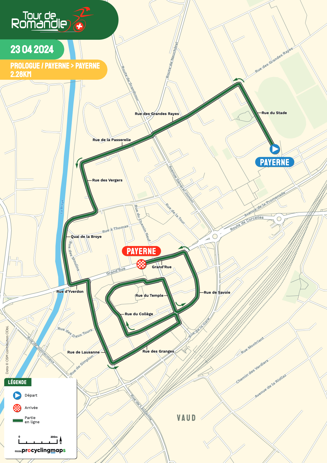 Prologue map of 2024 Tour de Romandie