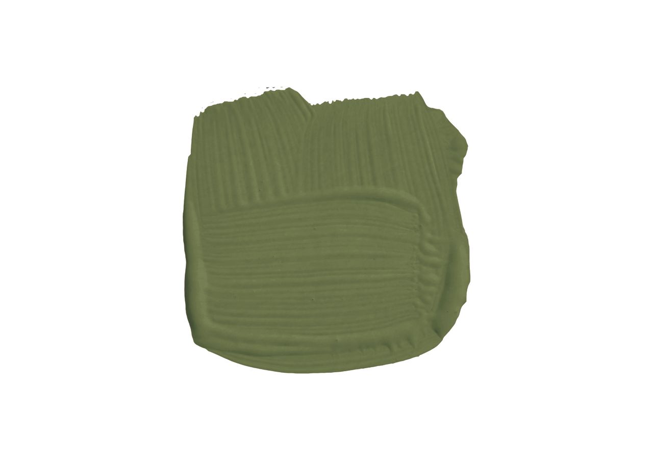 Swatch of a bright olive green paint color