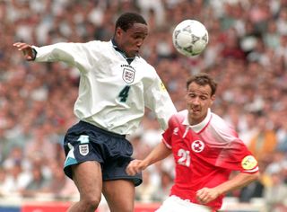 Paul Ince in action for England at Euro '96