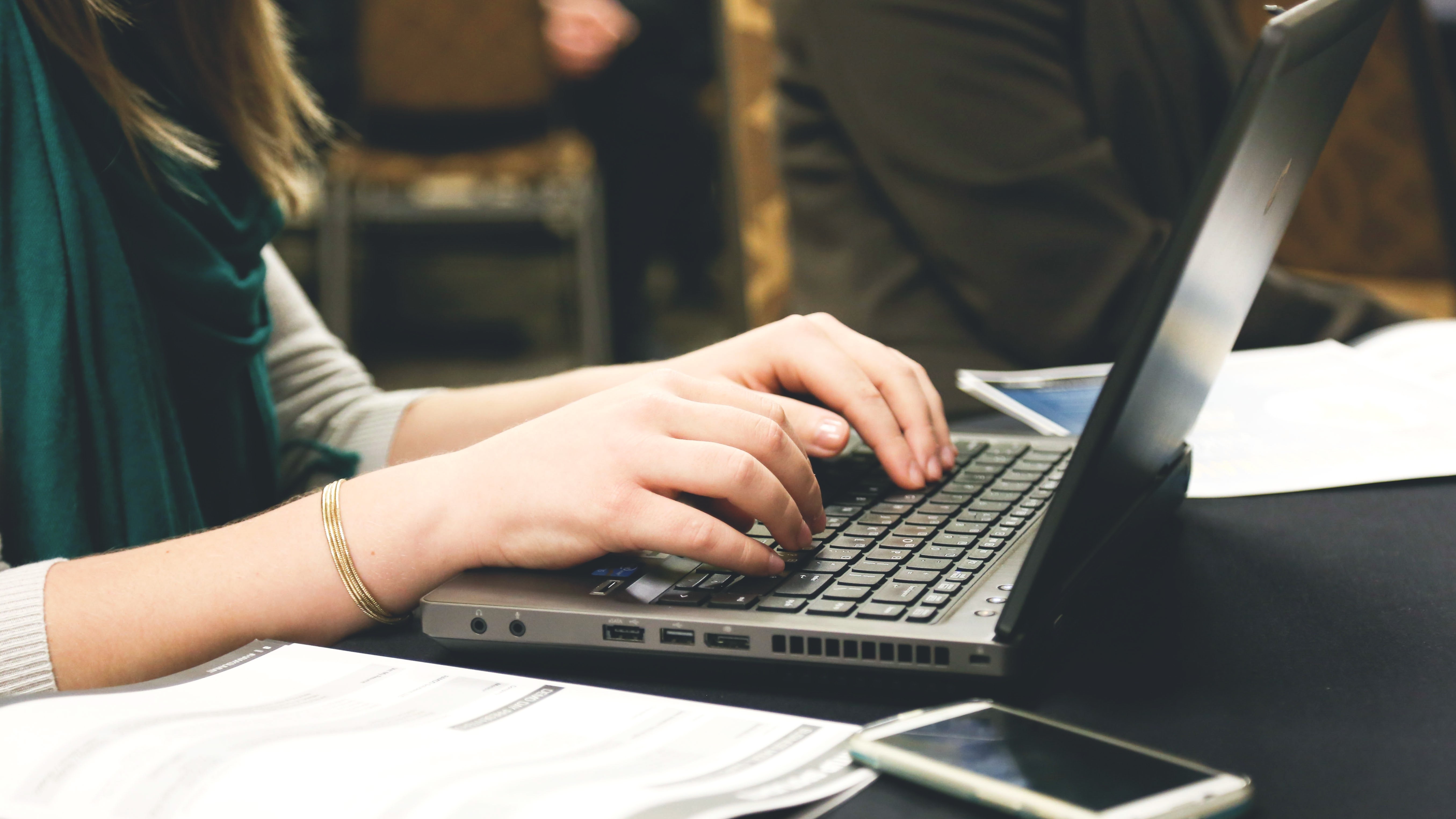 Woman using laptop