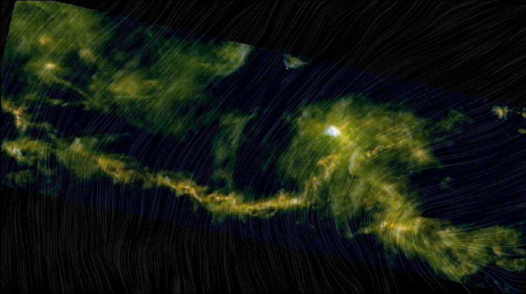 This image, created using data from the European Space Agency’s Herschel and Planck space telescopes, shows a piece of the Taurus Molecular Cloud.