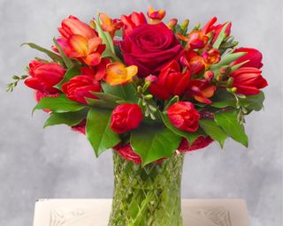 Devotion Bouquet of red roses and tulips