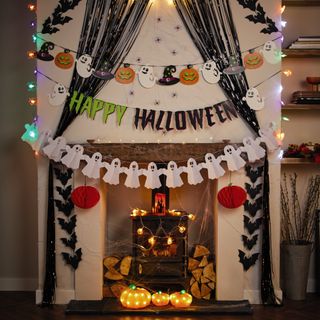 Inside of home decorated with Halloween themed decorations