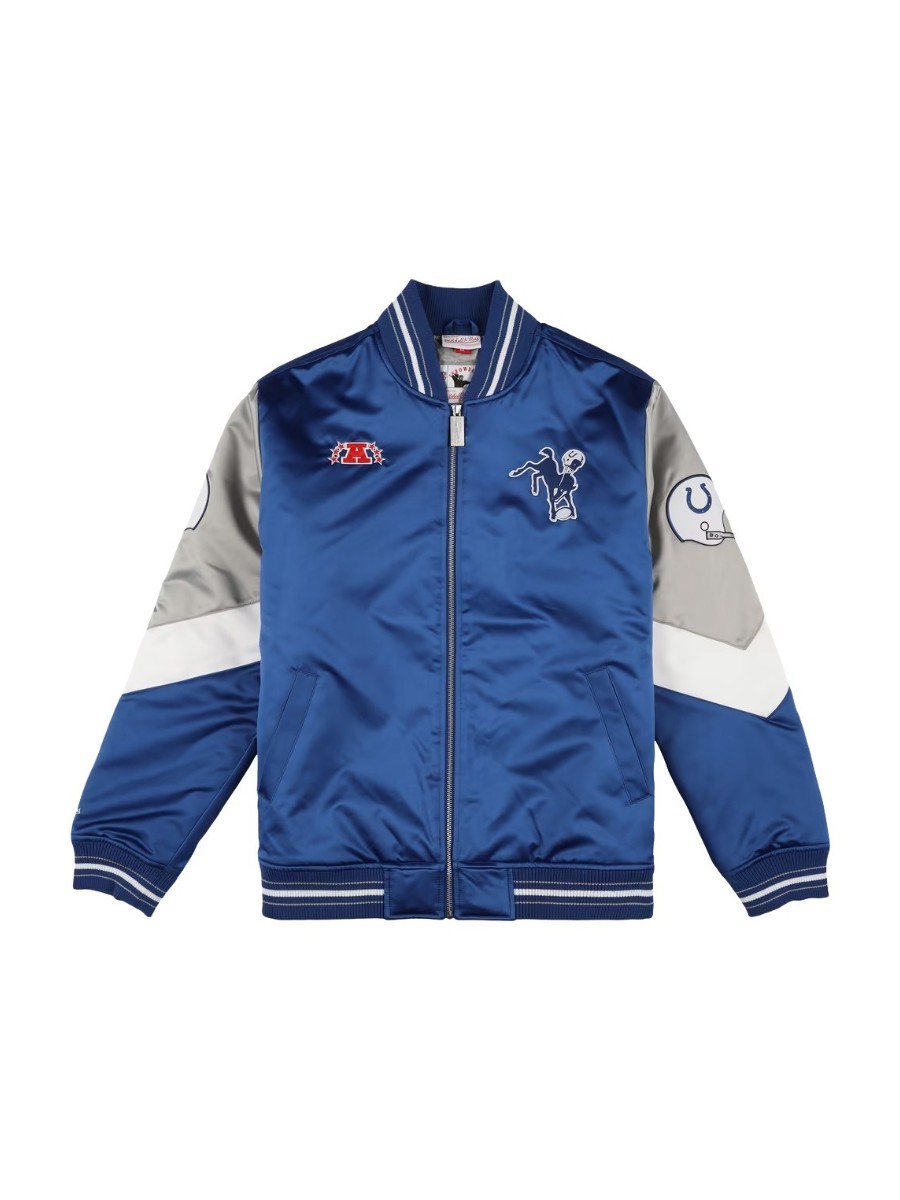 NFL Indianapolis Colts Mitchell & Ness Throw It Back Heavyweight Satin Jacket - Mens