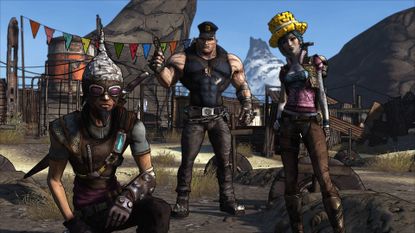 A screenshot of three Borderlands characters in Borderlands Game of the Year Enhanced.