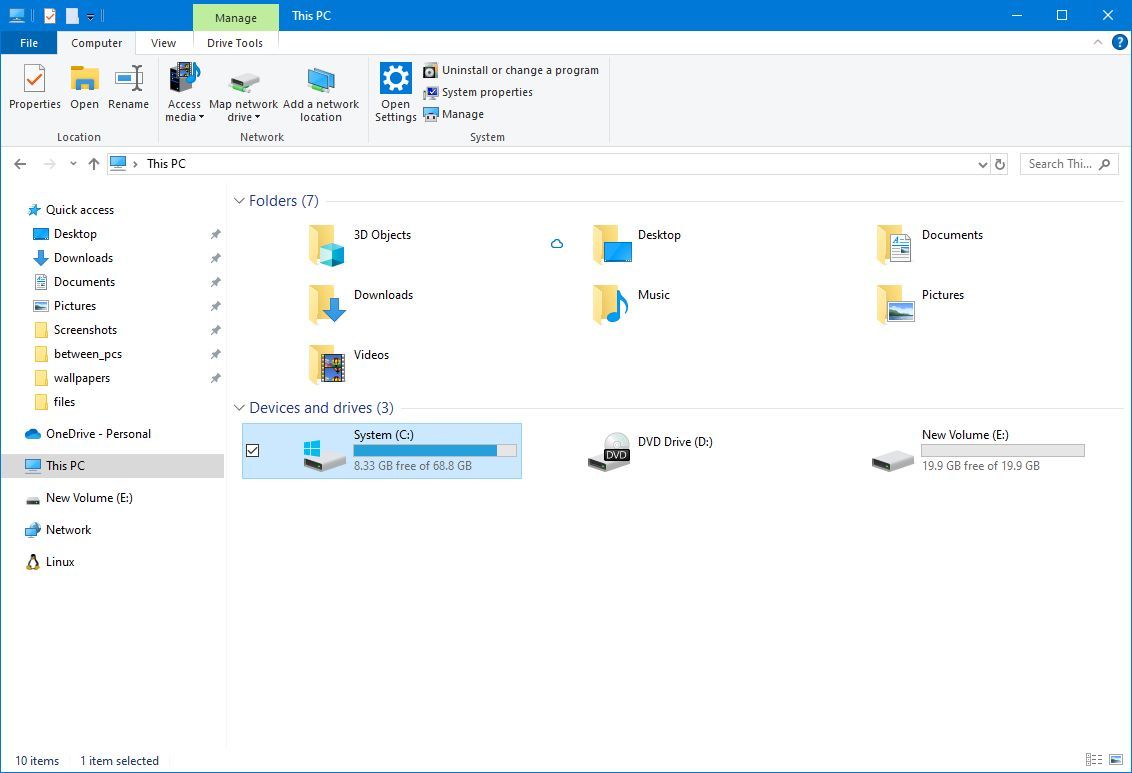 File Explorer on Windows 10