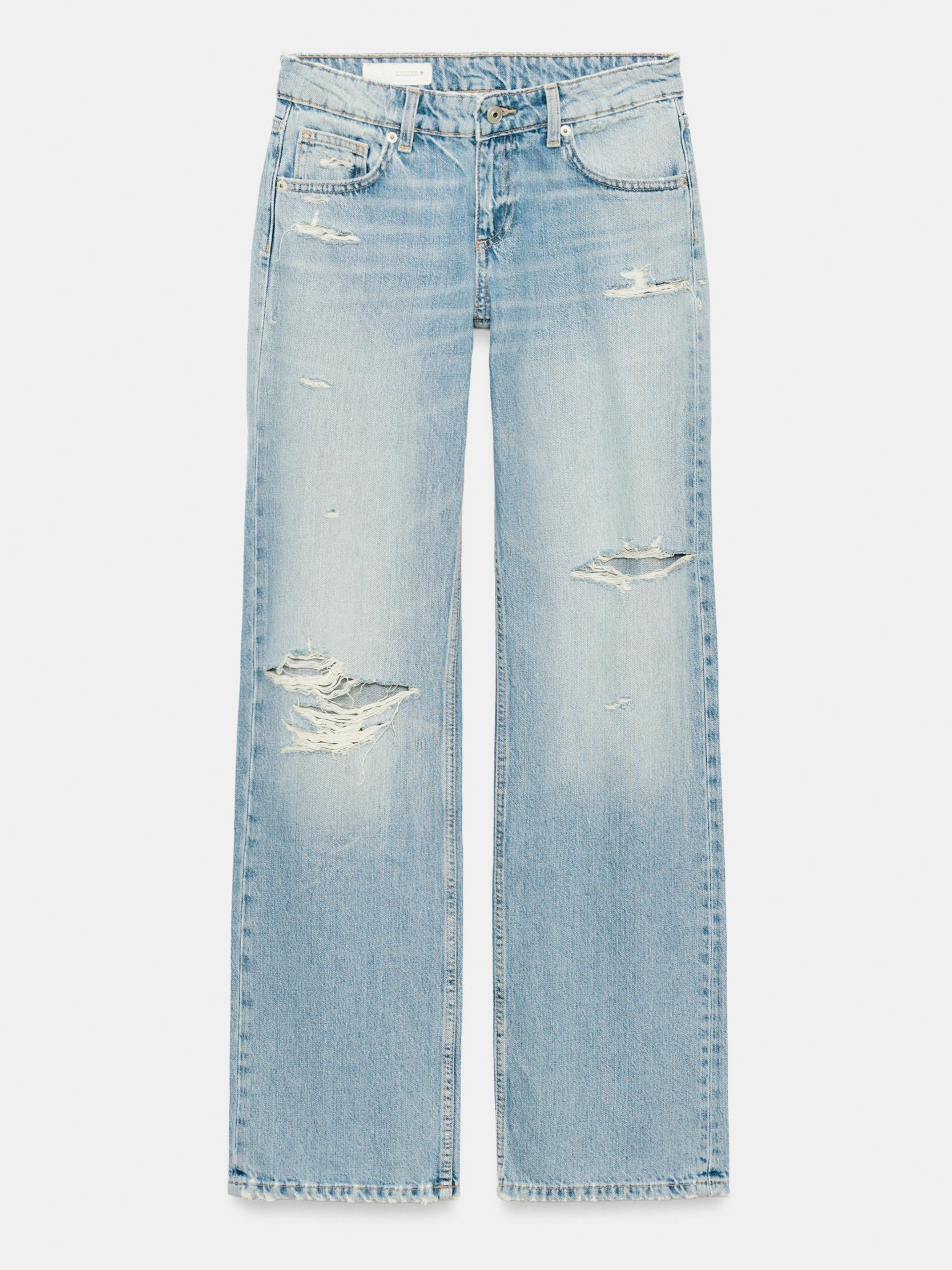 ZARA, Low-Rise Ripped Wide-Leg Jeans