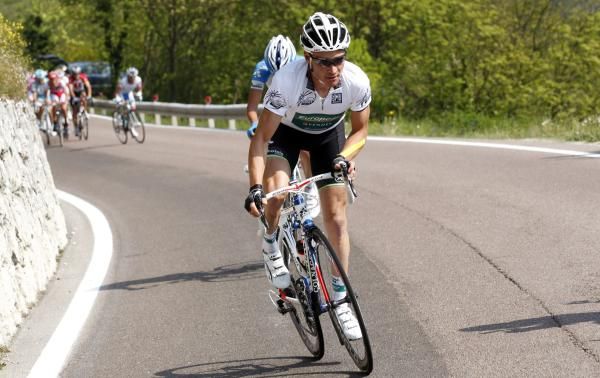 Thomas Voeckler (Europcar) on the attack at the Giro del Trentino.