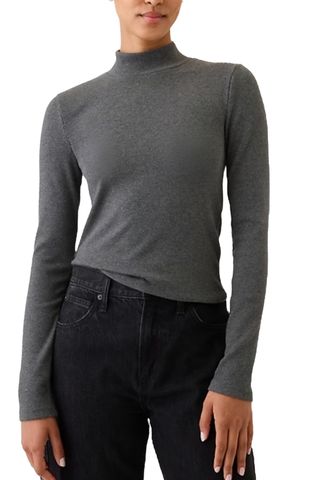 Gap Modern Rib Cropped Mockneck Shirt